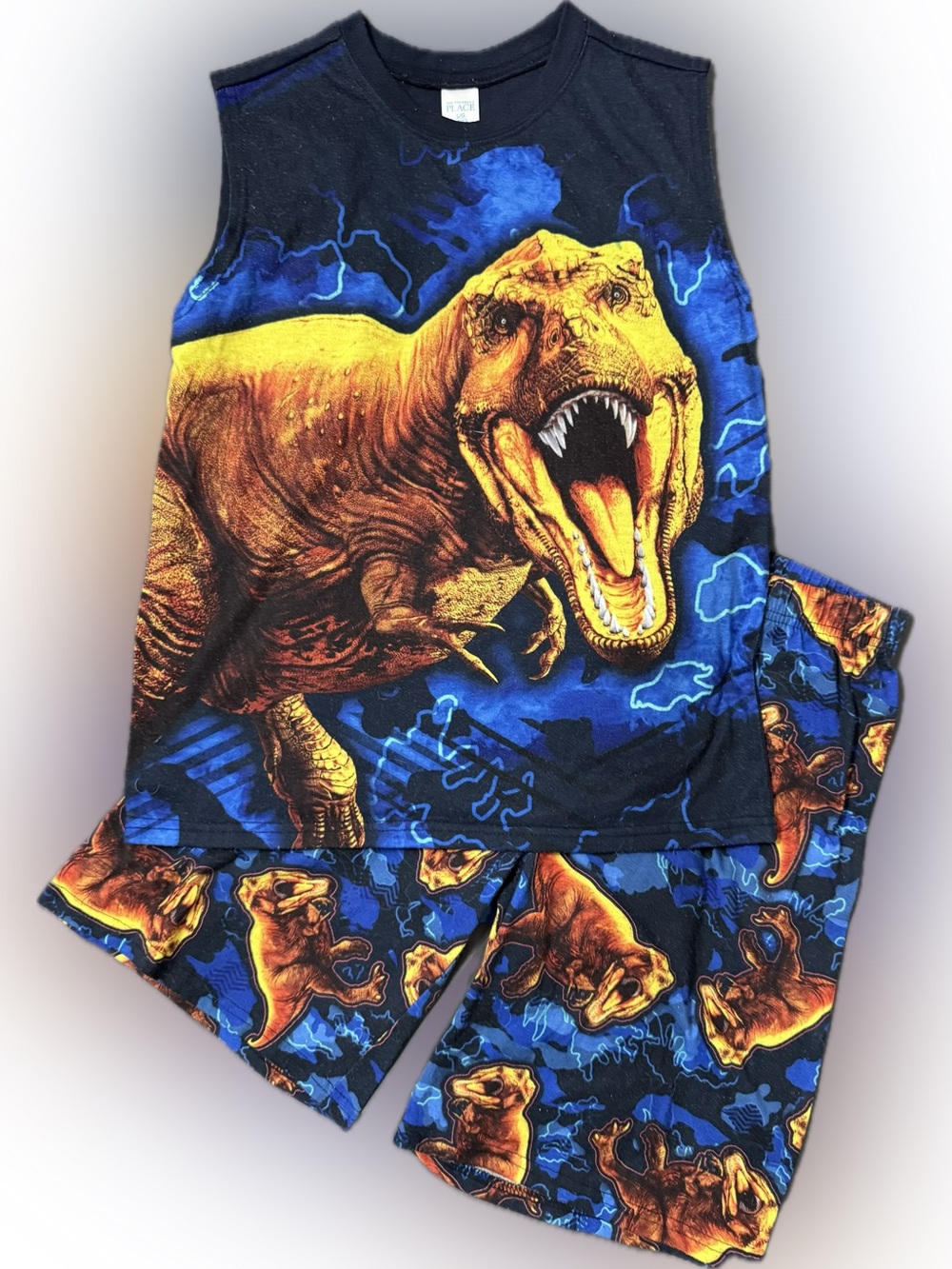 The Children's Place Blue & Yellow T-Rex Dino Pajama Set